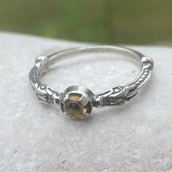 Celtic Dragon Ring .925 Sterling Silver w/ genuine citrine sz 9 medieval dragon - Picture 4 of 16